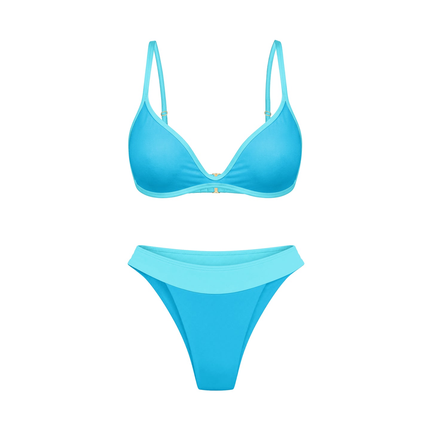 Sculpting Aqua Bikini Set – turquoise two-piece swimsuit with V-back bottom