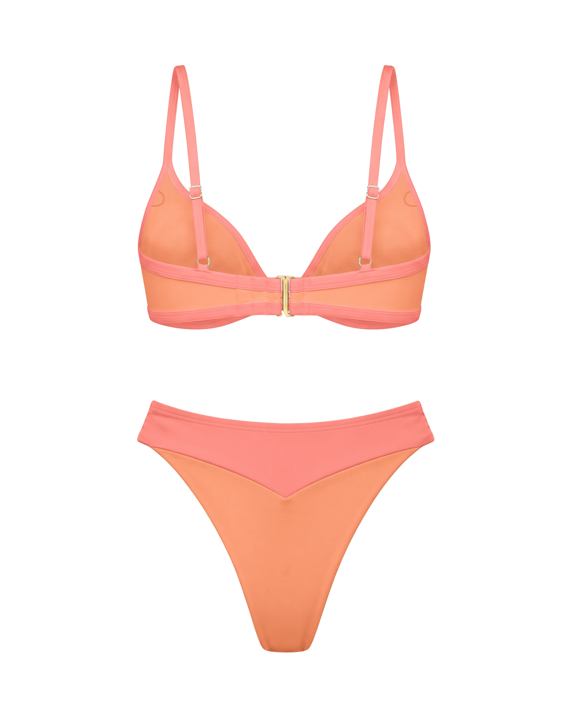 Sculpting Coral Bikini Set – coral two-piece swimsuit with V-back bottom