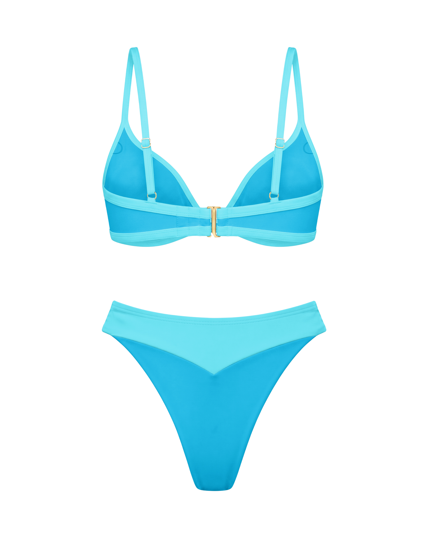 Sculpting Aqua Bikini Set – turquoise two-piece swimsuit with V-back bottom