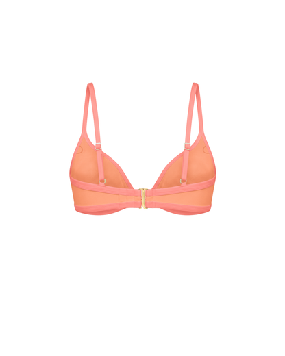 Sculpting Coral Bikini Top with removable push-up padding