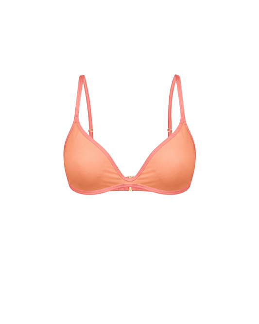 Sculpting Coral Bikini Top with removable push-up padding